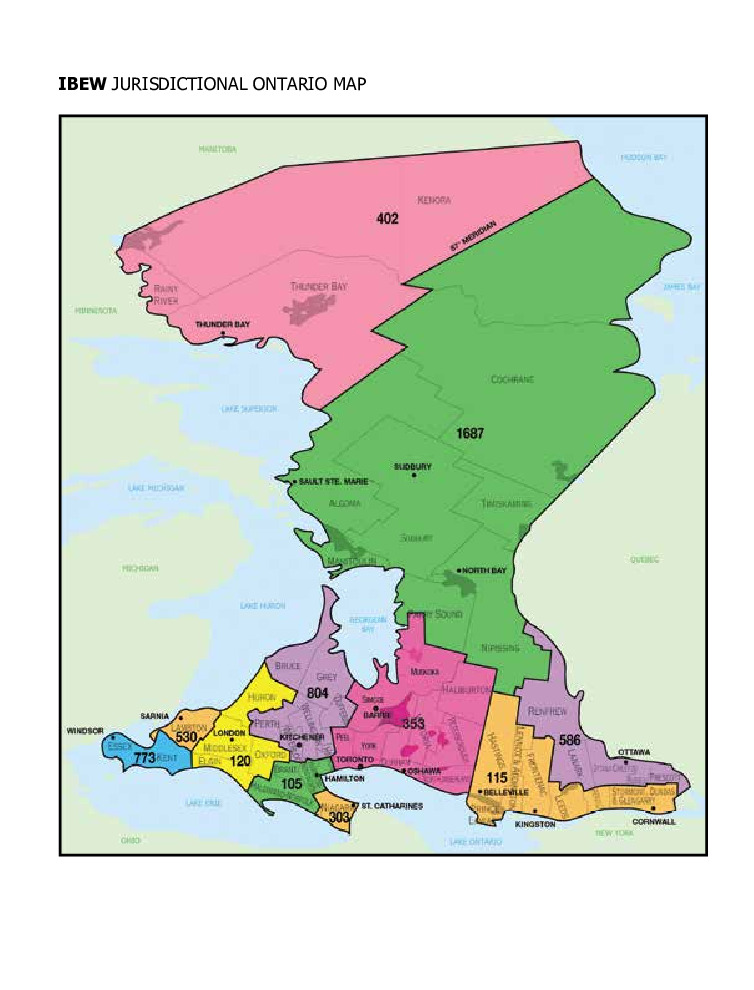 thumbnail of IBEW Jurisdictional Ontario Map