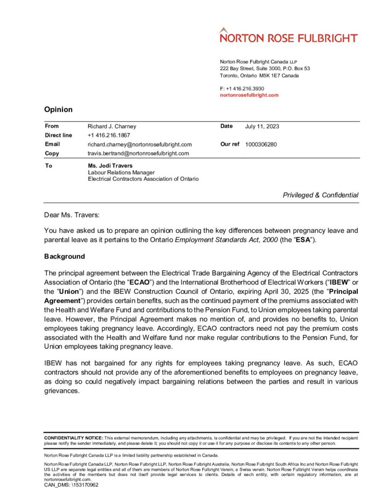 thumbnail of Opinion re Pregnancy and Parental Leave(CAN_DMS_153195927.1)